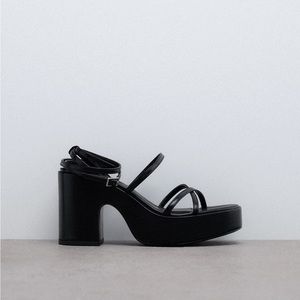 Lace up platform sandals ZARA